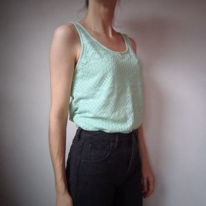 Cato Aqua Lace Overlay Tank Top